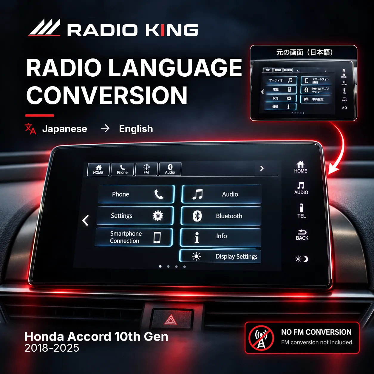 Honda Accord 10th Gen Radio Language Conversion 2018–2025