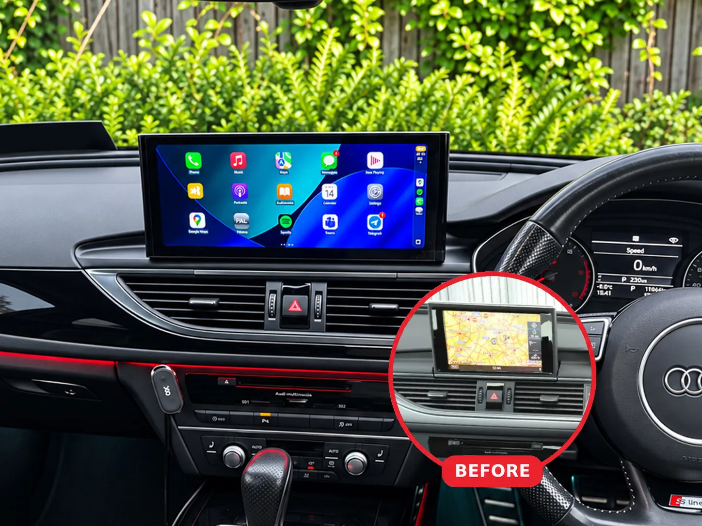 Audi A6 Apple CarPlay & Android Auto car radio installed by Radio King in Dublin