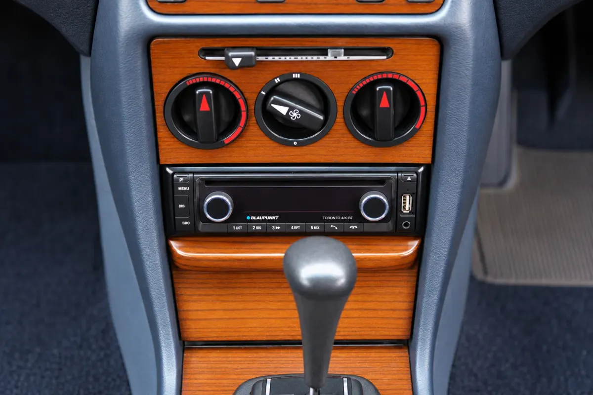 1984 Mercedes-Benz 230 CE W123 Apple CarPlay Upgrade in Dublin — before, factory system