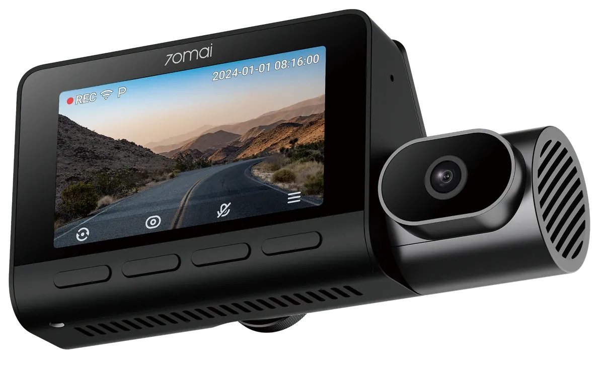 70mai dash cam with screen and its separate rear camera, the front-and-rear pair we fit most often