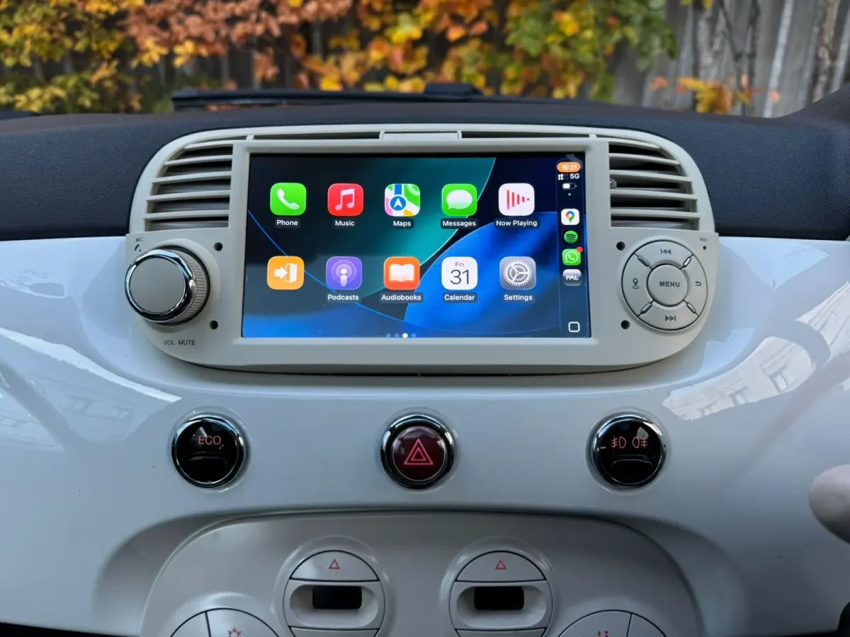 Fiat 500 Apple CarPlay & Android Auto Touchscreen Upgrade — after, new install