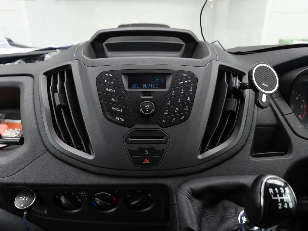 Ford Transit Touchscreen Upgrade with Wireless Apple CarPlay & Android Auto — before, factory system