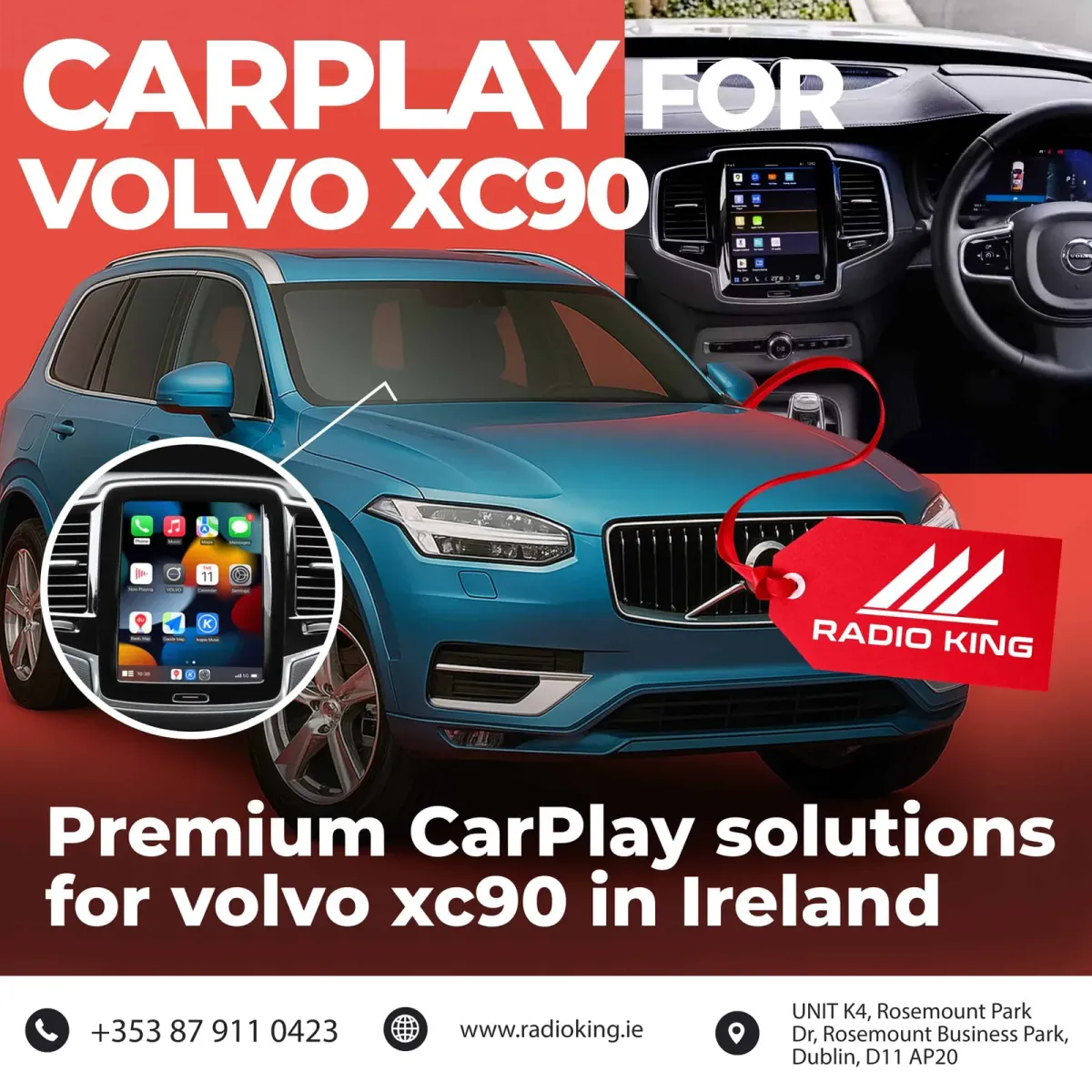 Volvo XC90 wireless Apple CarPlay box installed by Radio King in Dublin