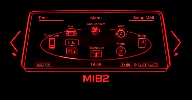 Audi MMI menu shown as MIB2 and MIB3 system generations
