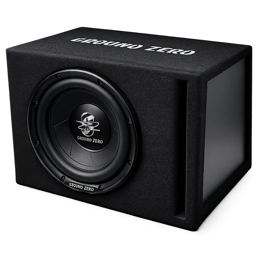 Ground Zero subwoofer enclosure with a bass reflex slot