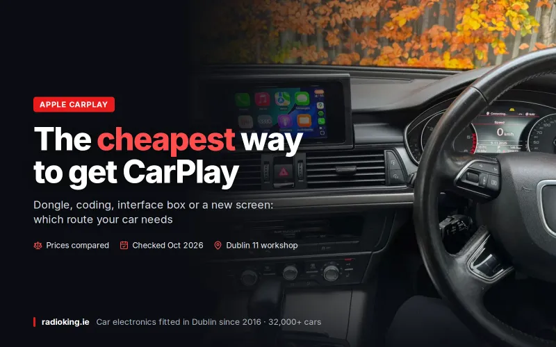 Apple CarPlay running on the factory screen of an Audi A6 after an upgrade at Radio King in Dublin