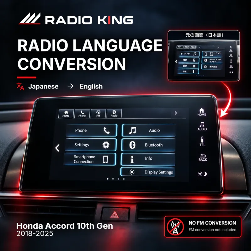 Honda Accord 10th Gen Radio Language Conversion 2018–2025