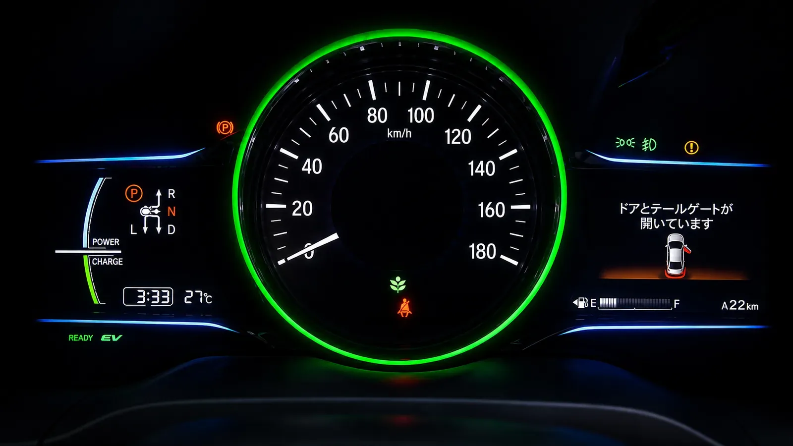 Honda GP5 hybrid instrument cluster showing Japanese menus before conversion in Dublin