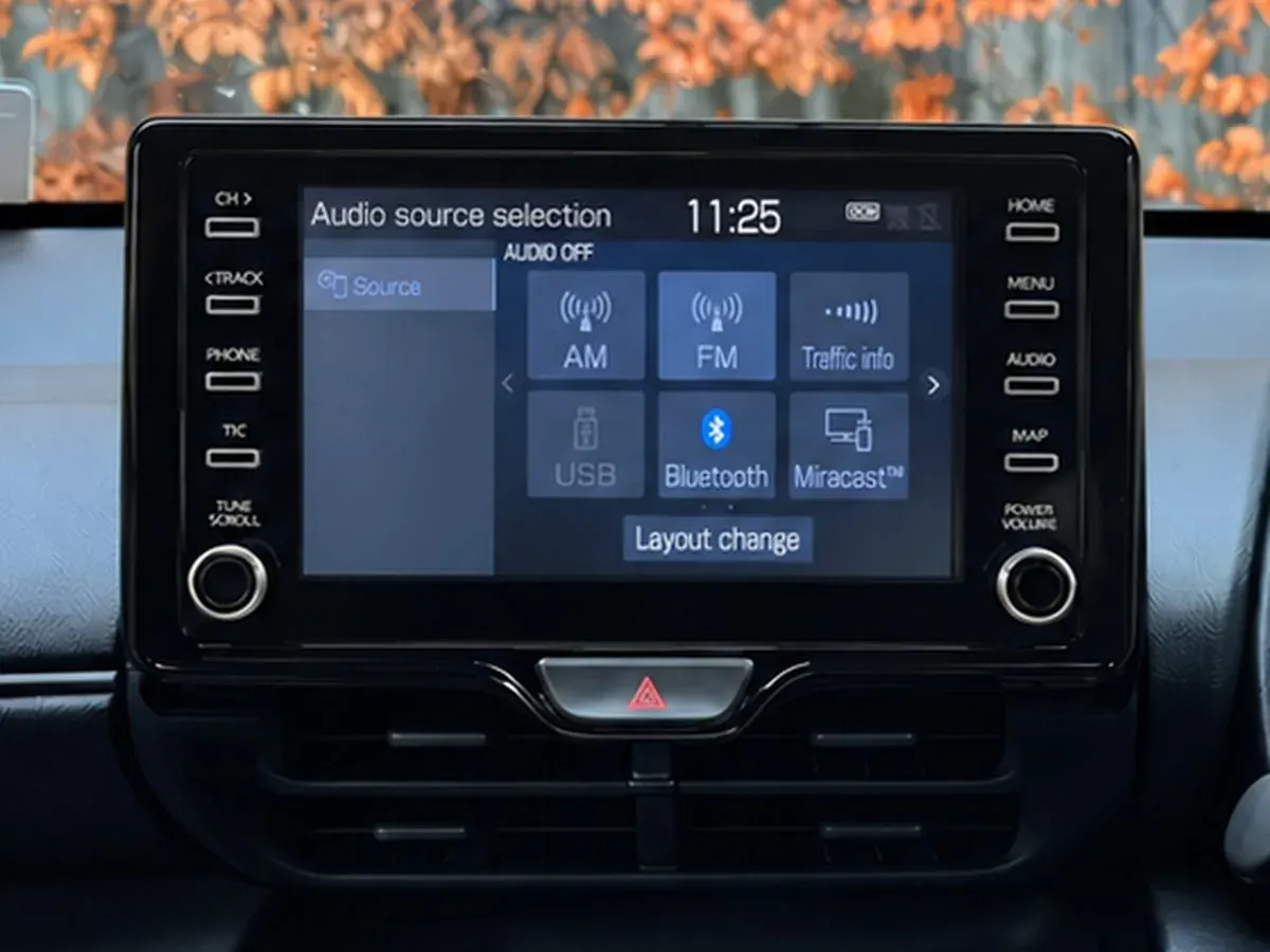 Toyota Yaris Cross head unit showing English menus after conversion