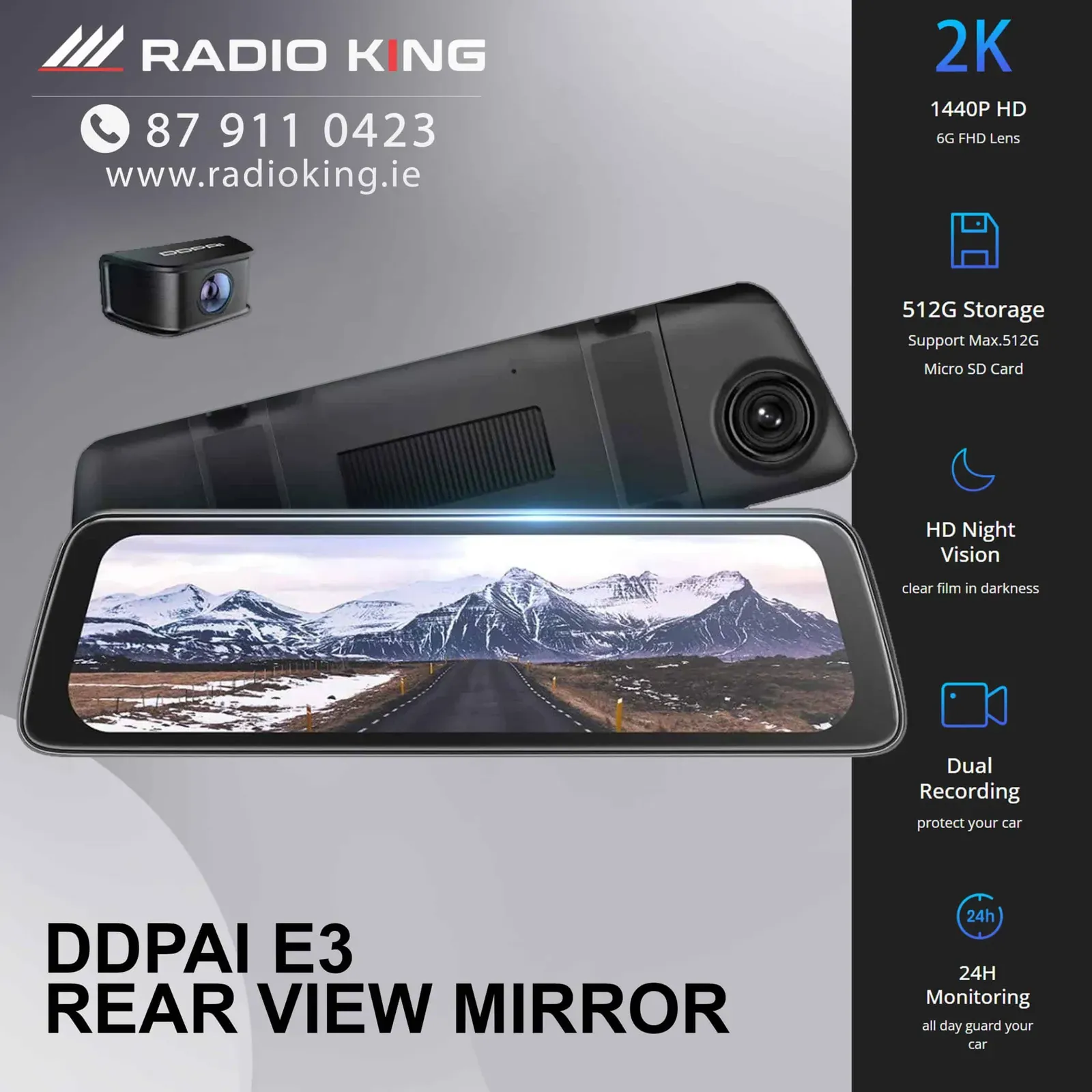 Mirror Dash Cam with Built-in Reverse Camera