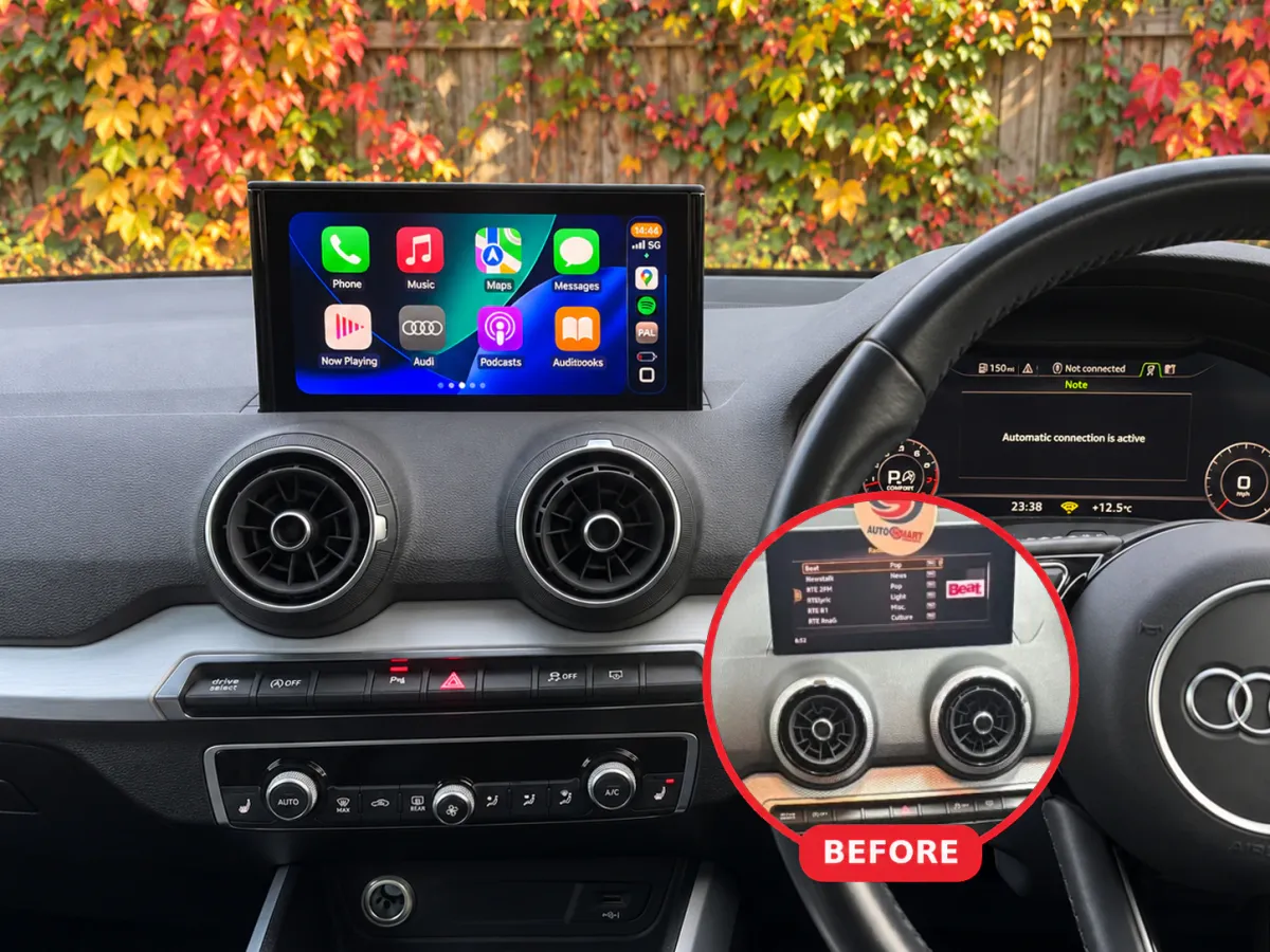 Audi Q2 wireless Apple CarPlay box installed by Radio King in Dublin
