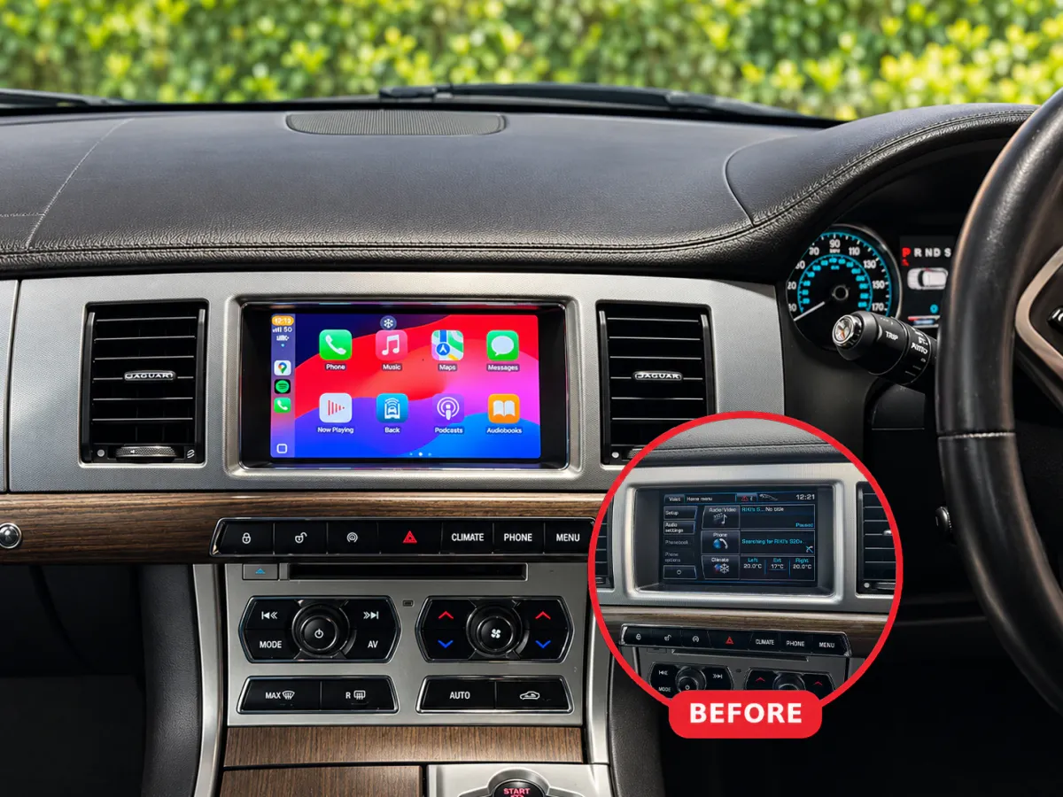 Jaguar XF Apple CarPlay & Android Auto car radio installed by Radio King in Dublin