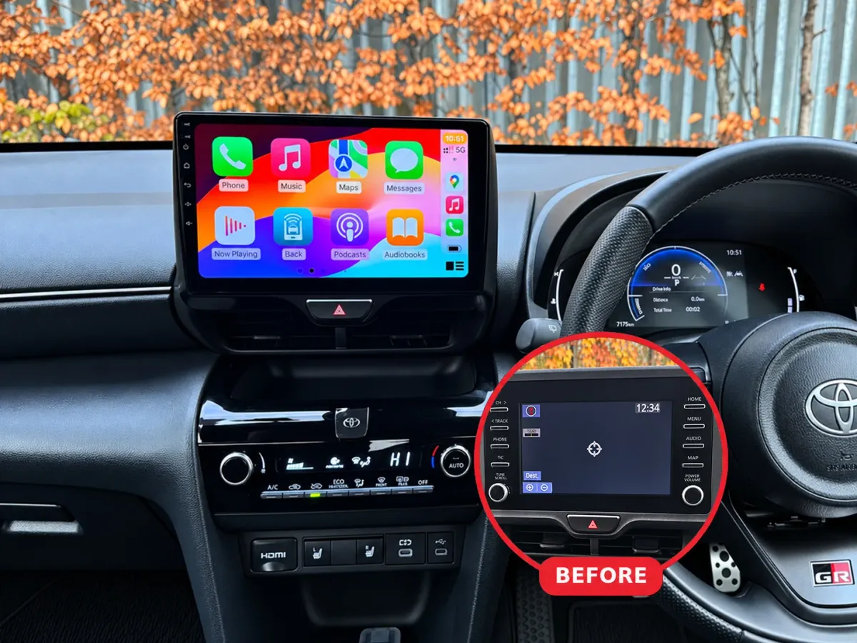 Toyota Yaris Apple CarPlay & Android Auto car radio installed by Radio King in Dublin