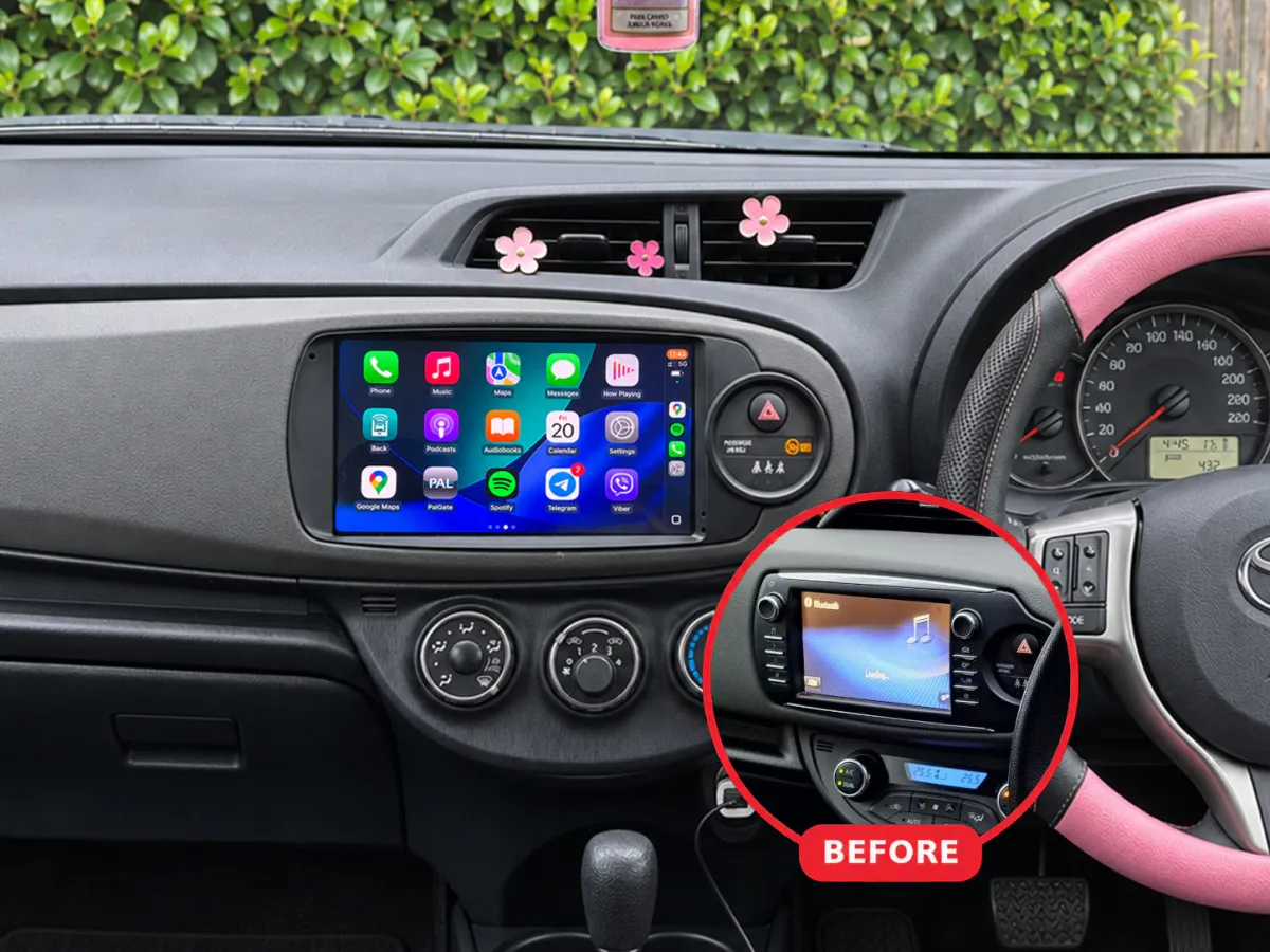 Toyota Yaris Apple CarPlay & Android Auto car radio installed by Radio King in Dublin