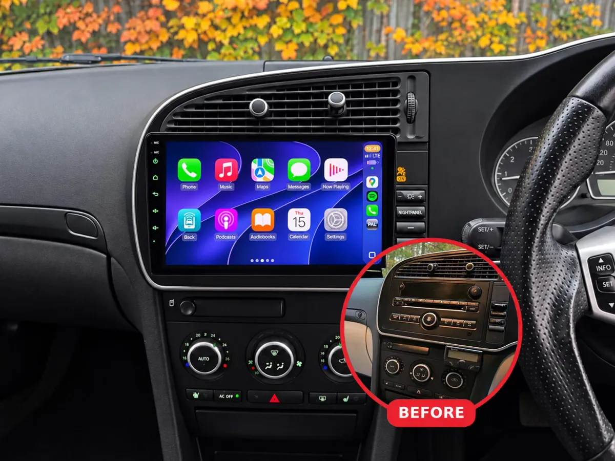 Saab 9-3 Apple CarPlay & Android Auto car radio installed by Radio King in Dublin