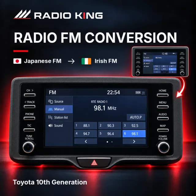 Toyota 10th Gen Japanese Radio to Irish FM Conversion