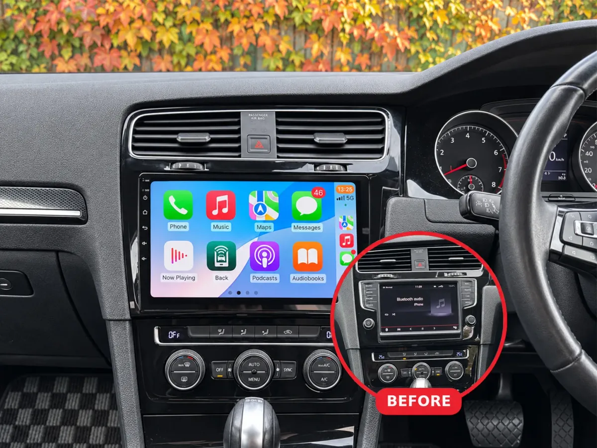Volkswagen Golf Apple CarPlay & Android Auto car radio installed by Radio King in Dublin