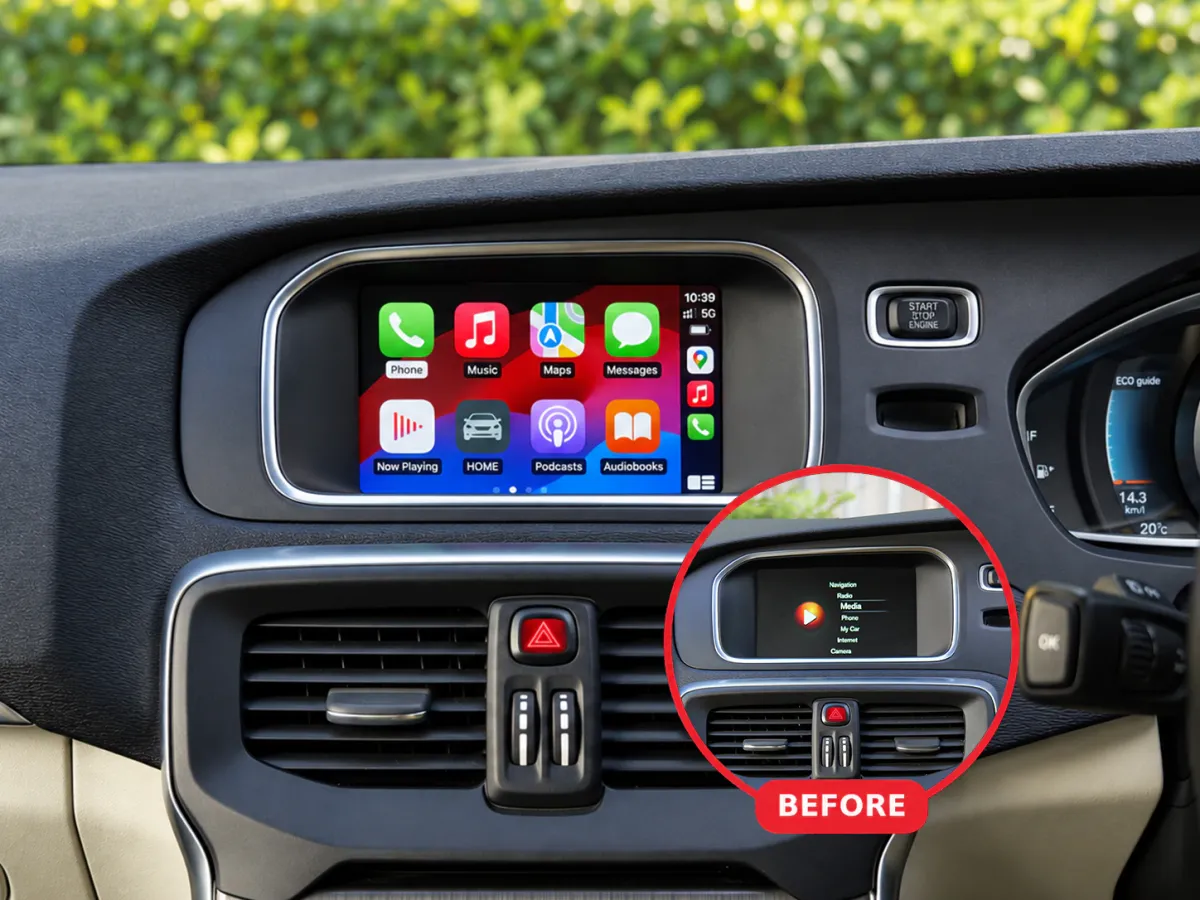 Volvo V40 wireless Apple CarPlay box installed by Radio King in Dublin