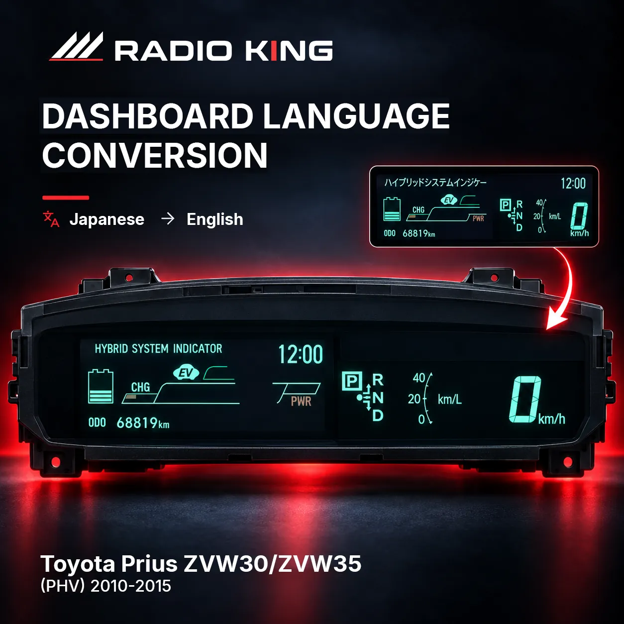 Toyota Prius ZVW30 / ZVW35 Dashboard Language Conversion 2010–2015