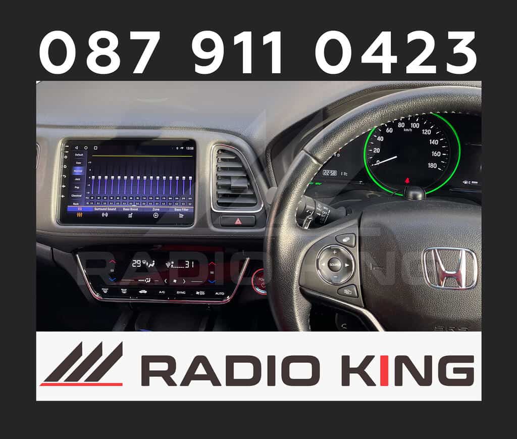 PREMIUM CARPLAY HONDA VEZEL ANDROID STEREO 8 Android car stereo with CarPlay system and touchscreen display, integrated into a Honda vehicle.