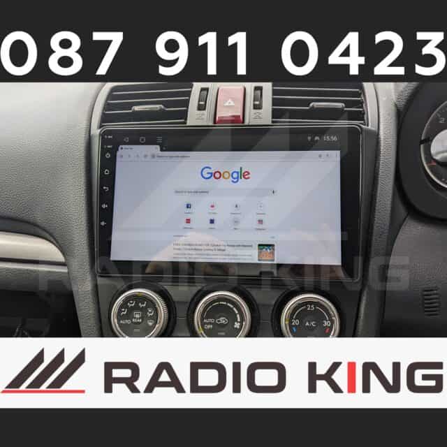 Android car stereo with CarPlay system for vehicle entertainment and navigation.